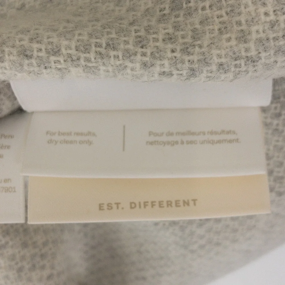 Boll & Branch Reserve Pin Check Decorative Pillow Cover 14x34 Grey‎ Baby Alpaca